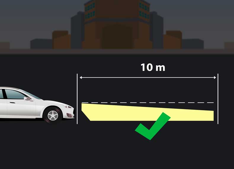 میزان روشنایی جاده توسط چراغ ماشین