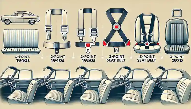 کمربندهای ایمنی در دهه های مختلف